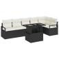 Preview: 7-teiliges Garten-Sofa-Set mit Kissen Schwarz Poly-Rattan, 2-Sitzer Garten-Sofa mit Kissen Schwarz Poly-Rattan