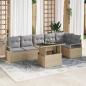 Preview: ARDEBO.de - Garten-Sofa-Set mit Kissen 7 pcs Beige Poly Rattan