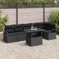 Preview: ARDEBO.de - 7-teilige Garten Sofa Set mit Kissen Schwarz Poly Rattan, 2-Sitzer Garten Sofa mit Kissen Schwarz Poly Rattan