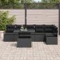 Preview: 7-teilige Garten Sofa Set mit Kissen Schwarz Poly Rattan, 2-Sitzer Garten Sofa mit Kissen Schwarz Poly Rattan