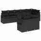 Preview: 9-teiliges Garten Sofa Set mit Kissen Schwarz Poly Rattan, 2-Sitzer Garten Sofa mit Kissen Schwarz Poly Rattan