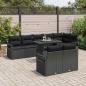 Preview: 9-teiliges Garten Sofa Set mit Kissen Schwarz Poly Rattan, 2-Sitzer Garten Sofa mit Kissen Schwarz Poly Rattan