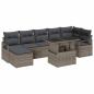 Preview: 8-teiliges Garten-Sofa-Set mit Kissen Grau Poly Rattan, 2-Sitzer Garten Sofa mit Kissen Grau Poly Rattan