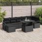 Preview: ARDEBO.de - 8-teilige Garten Sofa Set mit Kissen Schwarz Poly Rattan, 2-Sitzer Garten Sofa mit Kissen Schwarz Poly Rattan