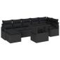 Preview: 8-teilige Garten Sofa Set mit Kissen Schwarz Poly Rattan, 2-Sitzer Garten Sofa mit Kissen Schwarz Poly Rattan