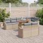 Preview: 9-teiliges Garten-Sofa-Set mit Kissen Beige Poly Rattan Akazie, 2-Sitzer Garten-Sofa mit Kissen Beige Poly Rattan