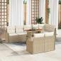 Preview: ARDEBO.de - 9-teiliges Garten-Sofaset mit Kissen Beige Poly Rattan Akazie, 2-Sitzer Garten-Sofa mit Kissen Beige Poly Rattan