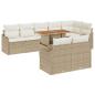Preview: 9-teiliges Garten-Sofaset mit Kissen Beige Poly Rattan Akazie, 2-Sitzer Garten-Sofa mit Kissen Beige Poly Rattan