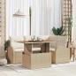 Preview: ARDEBO.de - 5-teilige Garten-Dining-Set mit Kissen Beige Poly Rattan Akazie