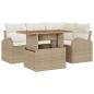 Preview: 5-teilige Garten-Dining-Set mit Kissen Beige Poly Rattan Akazie