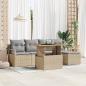 Preview: ARDEBO.de - 6-teiliges Garten Sofa Set mit Kissen Beige Poly Rattan Akazie, 2-Sitzer Garten Sofa mit Kissen Beige Poly Rattan