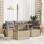 Preview: ARDEBO.de - 5-teilige Garten Sofaset mit Kissen Beige Poly Rattan Akazie, 2-Sitzer Garten Sofa mit Kissen Beige Poly Rattan