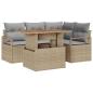 Preview: 5-teilige Garten Sofaset mit Kissen Beige Poly Rattan Akazie, 2-Sitzer Garten Sofa mit Kissen Beige Poly Rattan