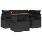 Preview: 5-teiliges Garten-Sofa-Set mit Kissen Schwarz Poly-Rattan Akazie, 2-Sitzer Garten-Sofa mit Kissen Schwarz Poly-Rattan