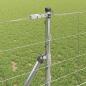 Preview: Feldzaun 1x50 m Verzinkter Stahl, Zaunpfosten 13 Stück Ø32 mm 150 cm Verzinkter Stahl