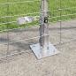 Preview: Feldzaun 1,5x25 m Verzinkter Stahl, Zaunpfosten mit Grundplatten 13 Stück Ø32mm 83,5cm Verzinkter Stahl