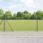 Preview: ARDEBO.de - Sechseckzaun Grau 1x10 m Stahl, Zaunpfosten mit Fundamentplatten 7 Stück Ø32mm 110cm galvanisierter Stahl