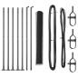 Preview: Sechseckzaun Grau 1x10 m Stahl, Zaunpfosten mit Fundamentplatten 7 Stück Ø32mm 110cm galvanisierter Stahl