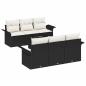Preview: 7-teiliges Garten Sofa Set mit Kissen Schwarz Poly Rattan, 2-Sitzer Garten Sofa mit Stauraum & Kissen Schwarz Poly Rattan