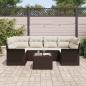 Preview: 7-teiliges Garten-Sofa-Set mit Kissen Braun Poly-Rattan, 2-Sitzer Garten-Sofa mit Stauraum & Kissen Braun Poly-Rattan