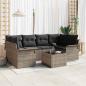 Preview: ARDEBO.de - 7-teiliges Garten-Sofa-Set mit Kissen Grau Poly Rattan, 2-Sitzer Garten-Sofa mit Stauraum & Kissen Grau Poly Rattan