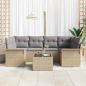 Preview: 7-teiliges Garten-Sofa Set mit Kissen - Beige - Poly Rattan, 2-Sitzer Garten-Sofa mit Stauraum und Kissen - Beige - Poly Rattan