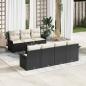 Preview: ARDEBO.de - 8-teiliges Garten-Sofa Set mit Kissen Schwarz Poly-Rattan, 2-Sitzer Garten Sofa mit Stauraum & Kissen Schwarz Poly-Rattan