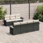 Preview: 8-teiliges Garten-Sofa Set mit Kissen Schwarz Poly-Rattan, 2-Sitzer Garten Sofa mit Stauraum & Kissen Schwarz Poly-Rattan