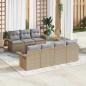 Preview: ARDEBO.de - 8-teiliges Garten Sofa Set mit Kissen Beige Poly Rattan, 2-Sitzer Garten Sofa mit Stauraum & Kissen Beige Poly Rattan