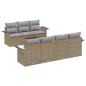 Preview: 8-teiliges Garten Sofa Set mit Kissen Beige Poly Rattan, 2-Sitzer Garten Sofa mit Stauraum & Kissen Beige Poly Rattan