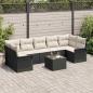 Preview: ARDEBO.de - 8-teiliges Garten-Sofa-Set mit Kissen Schwarz Poly-Rattan, 2-Sitzer Garten-Sofa mit Stauraum und Kissen Schwarz Poly-Rattan