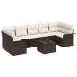 Preview: 8-teiliges Gartensofa-Set mit Kissen Braun Poly Rattan, 2-Sitzer Gartensofa mit Stauraum & Kissen Braun Poly Rattan
