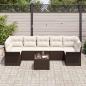 Preview: 8-teiliges Gartensofa-Set mit Kissen Braun Poly Rattan, 2-Sitzer Gartensofa mit Stauraum & Kissen Braun Poly Rattan