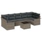 Preview: 8-teiliges Garten Sofa Set mit Kissen Grau Poly Rattan, 2-sitziges Garten Sofa mit Stauraum & Kissen Grau Poly Rattan
