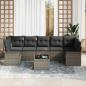 Preview: 8-teiliges Garten Sofa Set mit Kissen Grau Poly Rattan, 2-sitziges Garten Sofa mit Stauraum & Kissen Grau Poly Rattan
