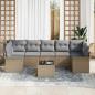 Preview: 8-teiliges Garten Sofa Set mit Kissen in Beige aus Poly Rattan, 2-Sitzer Garten Sofa mit Stauraum & Kissen in Beige aus Poly Rattan