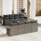 Preview: ARDEBO.de - 9-teiliges Garten-Sofa-Set mit Kissen Grau Poly-Rattan, 2-Sitzer Garten-Sofa mit Stauraum & Kissen Grau Poly-Rattan