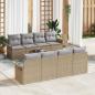 Preview: ARDEBO.de - 9-teiliges Gartensofa-Set mit Kissen Beige Poly-Rattan, 2-Sitzer Gartensofa mit Stauraum & Kissen Beige Poly-Rattan