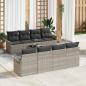 Preview: ARDEBO.de - 9-teiliges Garten Sofa Set mit Kissen Hellgrau Poly Rattan, 2-Sitzer Garten Sofa mit Stauraum & Kissen Hellgrau Poly Rattan