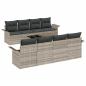Preview: 9-teiliges Garten Sofa Set mit Kissen Hellgrau Poly Rattan, 2-Sitzer Garten Sofa mit Stauraum & Kissen Hellgrau Poly Rattan