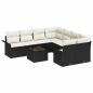 Preview: Gartensofa-set 9 stk. Schwarz und Creme Poly-Rattan
