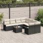 Preview: Gartensofa-set 9 stk. Schwarz und Creme Poly-Rattan