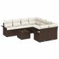 Preview: 9-teiliges Garten Sofa Set mit Kissen Braun Poly Rattan, 2-Sitzer Garten Sofa mit Stauraum & Kissen Braun Poly Rattan