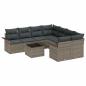Preview: 9-teiliges Garten-Sofa-Set mit Kissen Grau Poly Rattan, 2-Sitzer Garten-Sofa mit Stauraum & Kissen Grau Poly Rattan