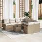 Preview: ARDEBO.de - 9-teiliges Garten Sofa Set mit Kissen Beige Poly Rattan, 2-Sitzer Garten Sofa mit Stauraum & Kissen Beige Poly Rattan