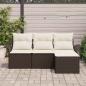 Preview: 4-teiliges Garten Sofa Set mit Kissen Braun Poly Rattan, 2-Sitzer Garten Sofa mit Stauraum & Kissen Braun Poly Rattan