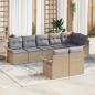 Preview: ARDEBO.de - 8-teilige Garten Sofa Set mit Kissen Beige Poly Rattan, 2-Sitzer Garten Sofa mit Stauraum & Kissen Beige Poly Rattan