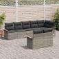 Preview: 8-teiliges Garten Sofa Set mit Kissen Hellgrau Poly Rattan, 2-Sitzer Garten Sofa mit Stauraum & Kissen Hellgrau Poly Rattan