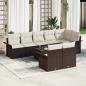 Preview: ARDEBO.de - 8-teiliges Garten-Sofa-Set mit Kissen Grau Poly Rattan, 2-Sitzer Garten-Sofa mit Stauraum & Kissen Braun Poly Rattan