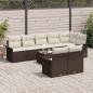 Preview: 8-teiliges Garten-Sofa-Set mit Kissen Grau Poly Rattan, 2-Sitzer Garten-Sofa mit Stauraum & Kissen Braun Poly Rattan